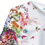 CURVE+ Blusa de manga tres cuartos con cuello redondo y bajo redondeado con estampado floral para mujeres de a grande, para el Dia de la Madre en verano