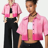 Coolane Camisa tejida corta en tono rosa para mujer