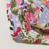 1 pieza Panuelo diadema con estilo bohemio, gran estampado floral de patchwork para mujeres, accesorio para vacaciones en la playa