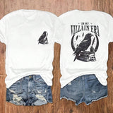 Camiseta de manga corta informal de mujer con grafico de cuervo, libro y calavera, verano