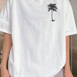 Camiseta casual de playa con estampado de arbol de coco