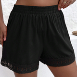 Shorts con encaje en contraste de cintura elastica