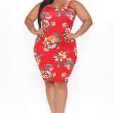 Vestido Midi Body Moves - Red Floral