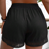 Shorts con encaje en contraste de cintura elastica