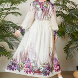 Vestido con estampado floral de manga farol