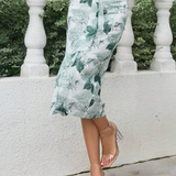 Falda con estampado tropical con cordon lateral