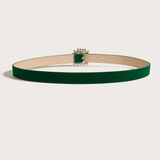 1 Pieza Cinturón De Cintura Para Damas Con Hebilla De Diamantes De Imitación Verde