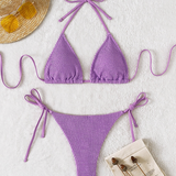 Bañador bikini con textura halter triángulo con cordón lateral