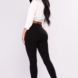 Leggings de ponte sellados en sobre - Negro