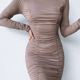 Vestido Ruched Take Your Man - Taupe