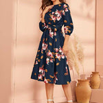 Vestido con cinturón con estampado floral