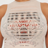 Camiseta de malla desgastada para motociclista - Beige