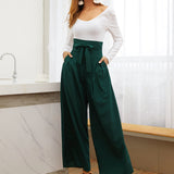 Prive Pantalones con lazo de pierna ancha con bolsillo lateral