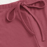 EZwear Shorts de cintura con nudo bajo asimetrico tejido de canale