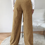 EZwear Pantalones de pierna ancha de cable de cintura alta