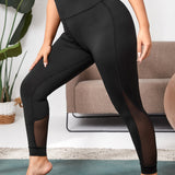 Yoga Basic Leggings deportivos de malla en contraste