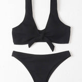 Swim Basics Banador bikini con nudo delantero con textura