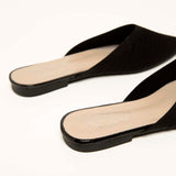 Mulas Planas De Tejido Minimalista, Zapato Unico Elegante Y Simple, De Punto Elastico Esbelto Negro Para Mujer, Adecuado Para Exteriores