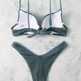 Swim Basics Conjunto de bikini texturizado Top bikini push up y bottom de bikini de corte alto Traje de bano de 2 piezas