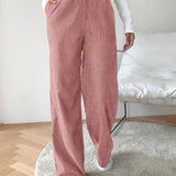 EZwear Pantalones de pierna ancha de cable de cintura alta