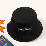Sombrero de cubo Popular para bebe de los anos 90, Bordado de letras Simple para mujer, adecuado para uso diario en otono e invierno, 1 pieza
