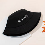 Sombrero de cubo Popular para bebe de los anos 90, Bordado de letras Simple para mujer, adecuado para uso diario en otono e invierno, 1 pieza