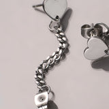 Pendientes de cadena y decoracion de corazon de 1 pieza, joyeria de acero inoxidable
