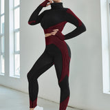 Yoga Trendy Conjunto deportivo con estiramiento alto con cremallera con textura