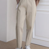DAZY Pantalones de talle alto con costura con diseno