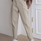 DAZY Pantalones de talle alto con costura con diseno