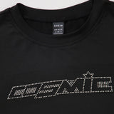 Camiseta corta con estampado de letra con diamante de imitacion