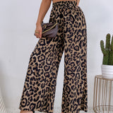 LUNE Pantalones de pierna ancha con estampado de leopardo