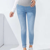 Maternidad Jeans ajustados de cintura ancha bajo de doblez