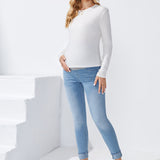 Maternidad Jeans ajustados de cintura ancha bajo de doblez