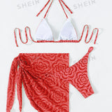 Swim Vcay Conjunto de bikini floral Brasier de triangulo con cordon y bottom hipster y falda de playa