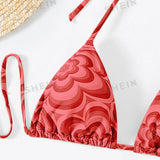 Swim Vcay Conjunto de bikini floral Brasier de triangulo con cordon y bottom hipster y falda de playa