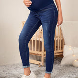 Maternidad Jeans ajustados desgarro de talle alto