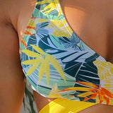Swim Vcay Banador bikini cruzado con estampado de planta