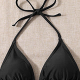 Swim Vcay 3 piezas Banador bikini triangulo halter & con estampado de planta Falda de playa
