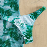 Swim Vcay Vestido de baño bikini triangulo halter con estampado con cover up