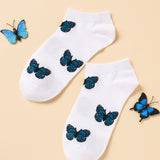 Calcetines tobilleros con estampado de mariposa