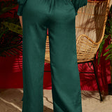 VCAY Pantalones de pierna ancha unicolor de cintura con cordon