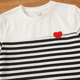 Kids EVRYDAY Ninas Vestido estilo camiseta con estampado de rayas con parche de corazon