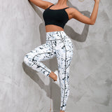 Yoga Trendy Leggings de yoga de tie dye Leggings deportivos con cintura ancha y costura en forma de M con bolsillo lateral
