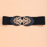 1 pieza cinturon de vestir de cintura elastica para mujer con hebilla en forma de hoja para uso diario