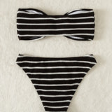 Swim Vcay Banador bikini bandeau de rayas con textura