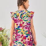 Kids SUNSHNE Ninas Vestido con estampado floral de manga mariposa