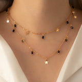 NEW Collar Multicapa Para Mujer Con Colgante De Cristal De 1 Estrella (color De Diamantes De Imitacion Al Azar)