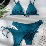 Swim Mod 3 piezas Vestido de baño bikini con cordon lateral triangulo
