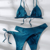 Swim Mod 3 piezas Vestido de baño bikini con cordon lateral triangulo